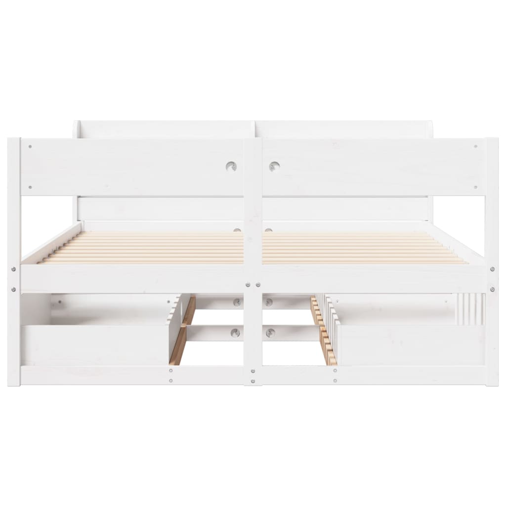 Cama sem colchão 135x190 cm madeira de pinho maciça branco