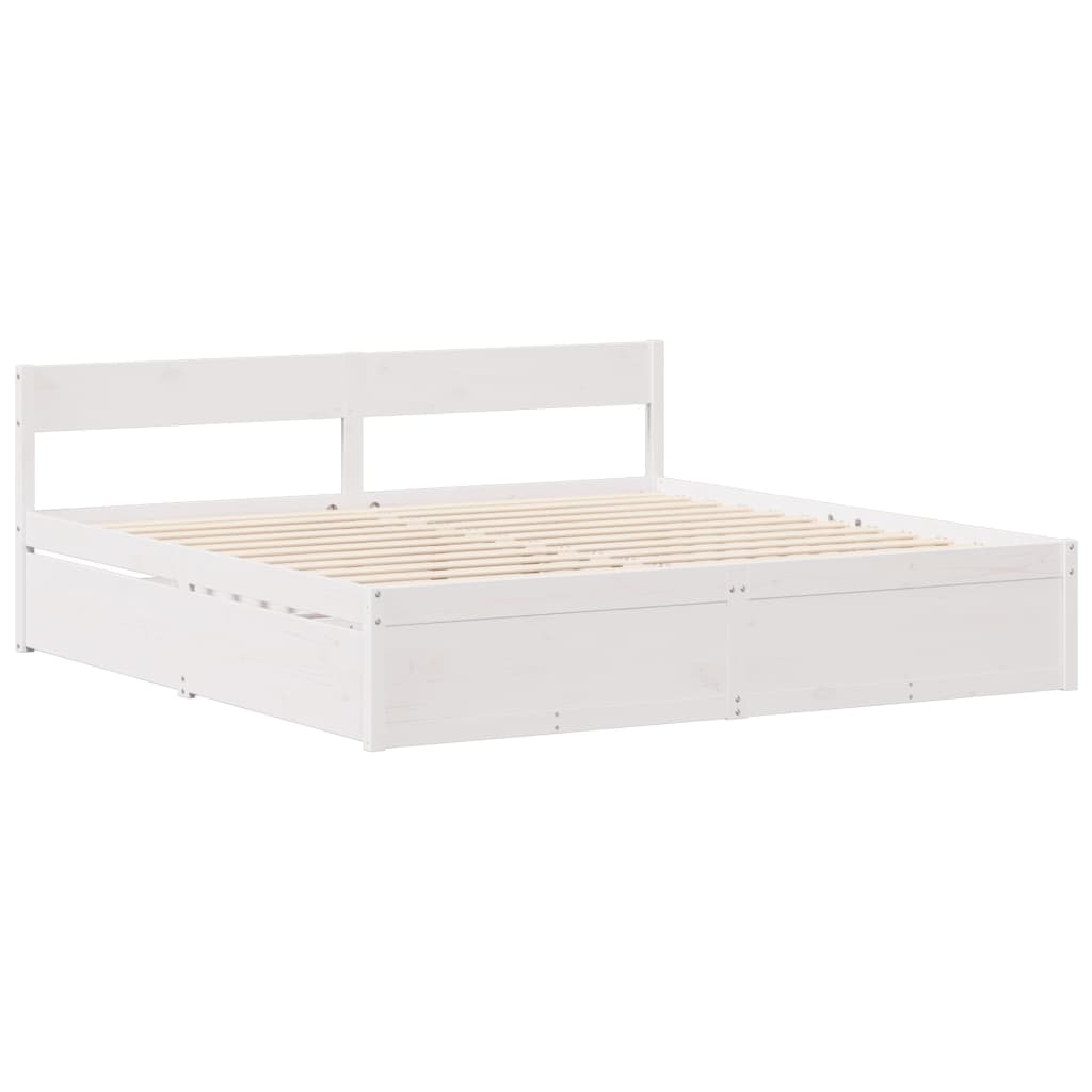 Cama sem colchão 135x190 cm madeira de pinho maciça branco