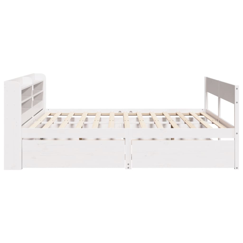 Cama sem colchão 135x190 cm madeira de pinho maciça branco