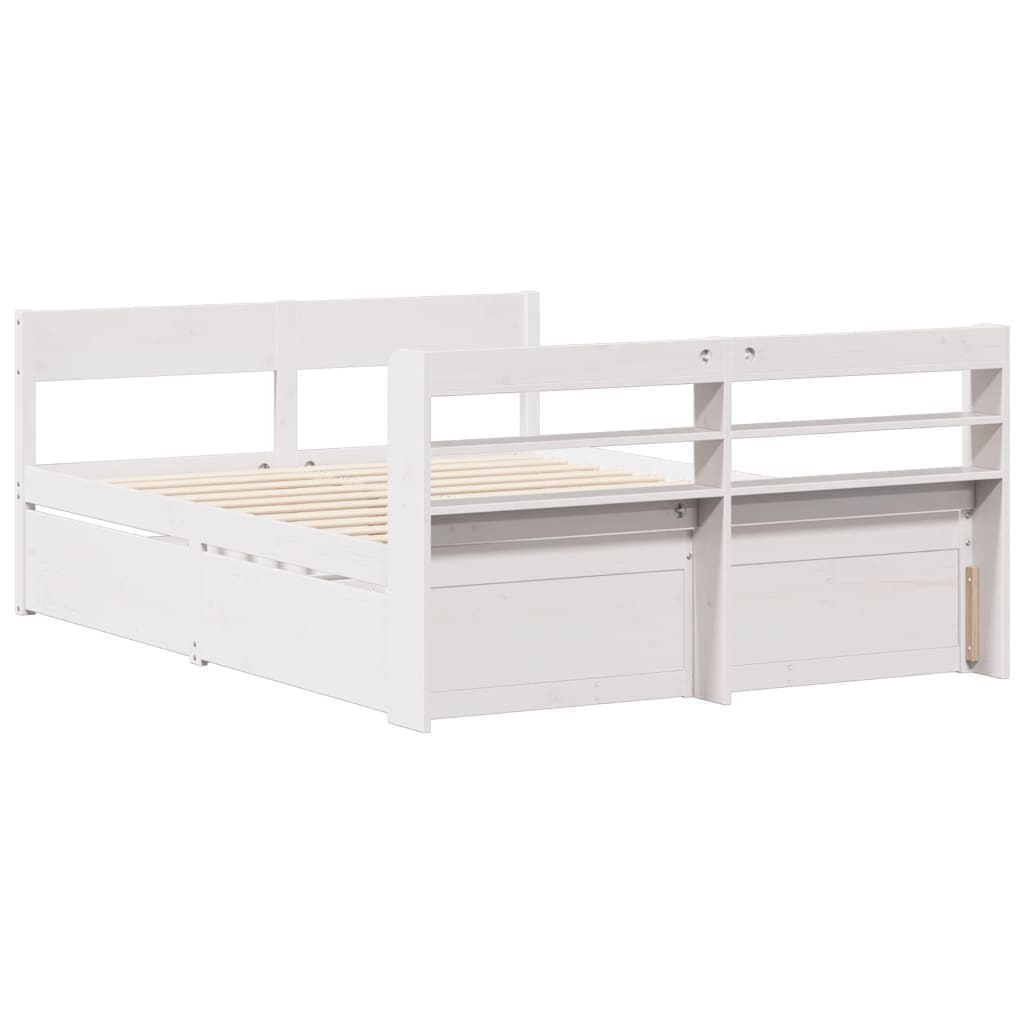 Cama sem colchão 135x190 cm madeira de pinho maciça branco