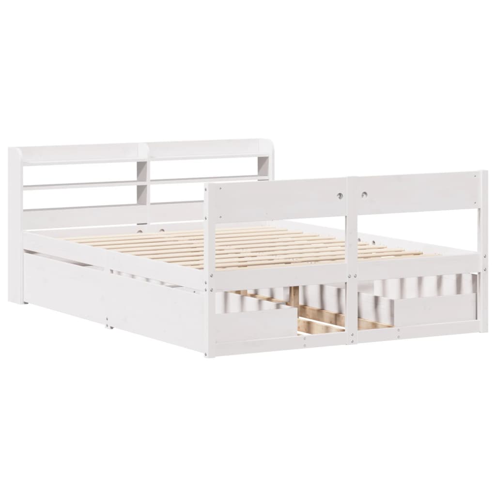 Cama sem colchão 120x190 cm madeira de pinho maciça branco