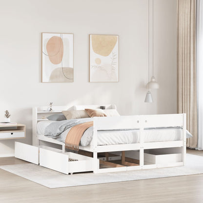 Cama sem colchão 120x190 cm madeira de pinho maciça branco