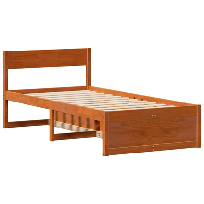 Cama sem colchão 90x190 cm madeira de pinho maciça castanho-mel