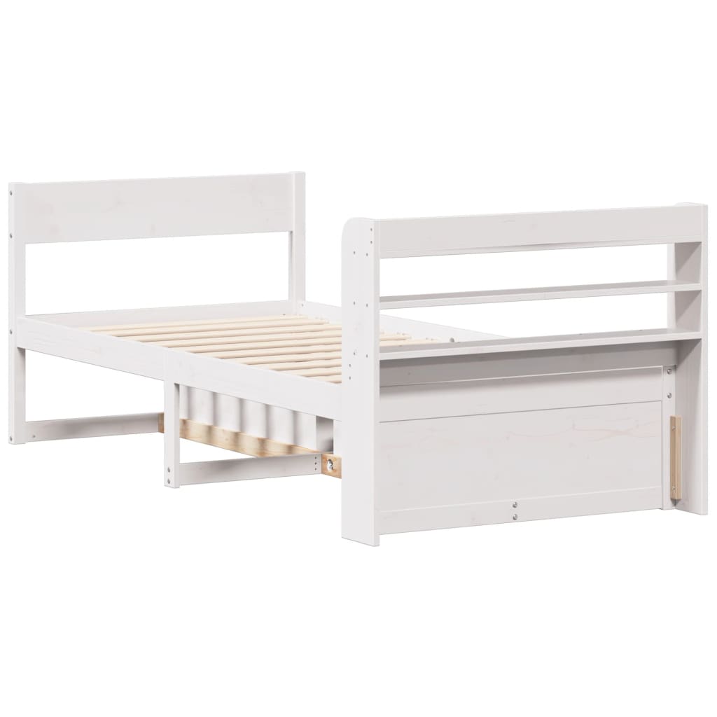 Cama sem colchão 75x190 cm madeira de pinho maciça branco