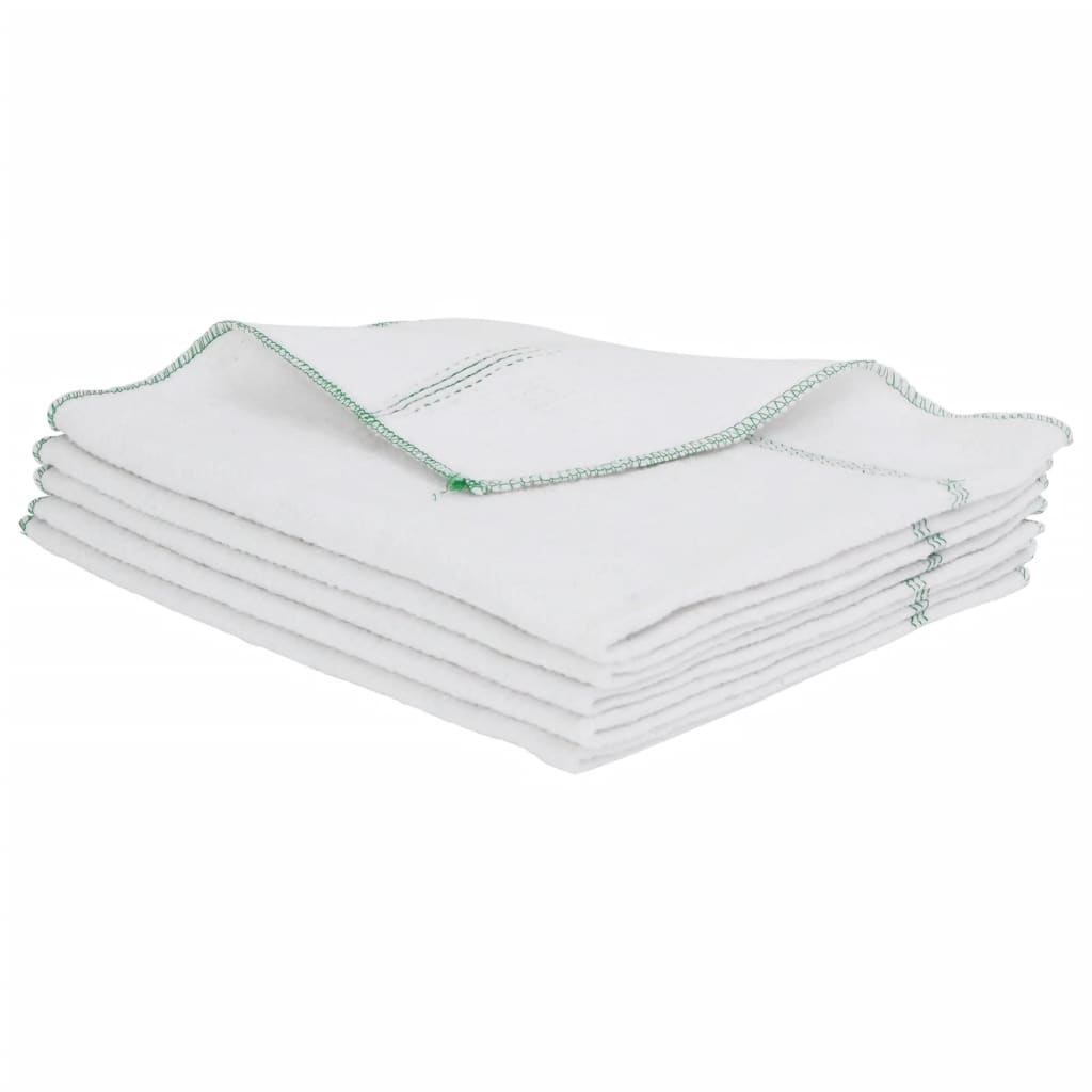 Panos para o chão 5 pcs 50x60 cm branco com riscas verdes