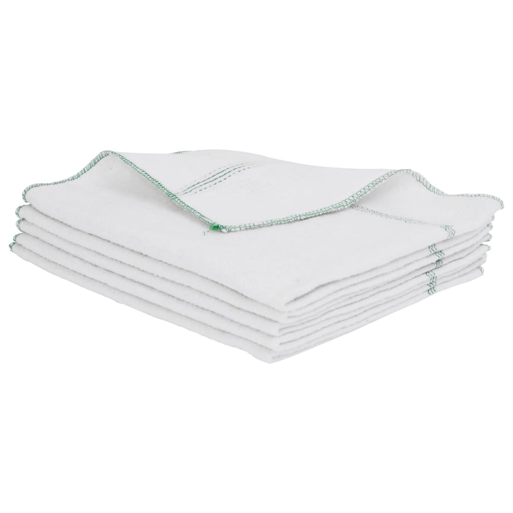 Panos para o chão 10 pcs 50x60 cm branco com riscas verdes