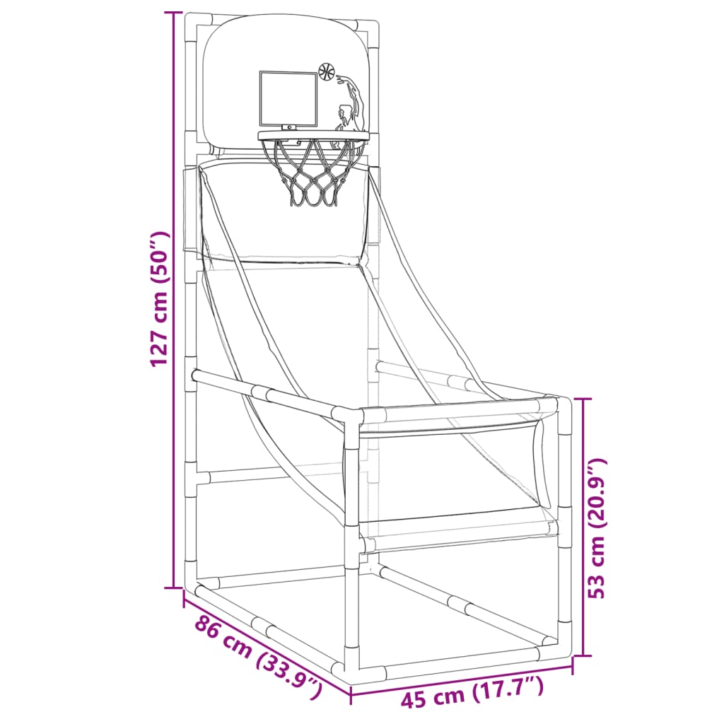 Conj. jogo de basquetebol arcade com bola e bomba 45x86x127 cm