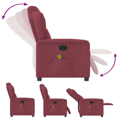 Poltrona de massagens reclinável tecido vermelho tinto