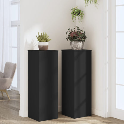 Suportes para plantas 2pcs 33x33x100 cm derivados madeira preto