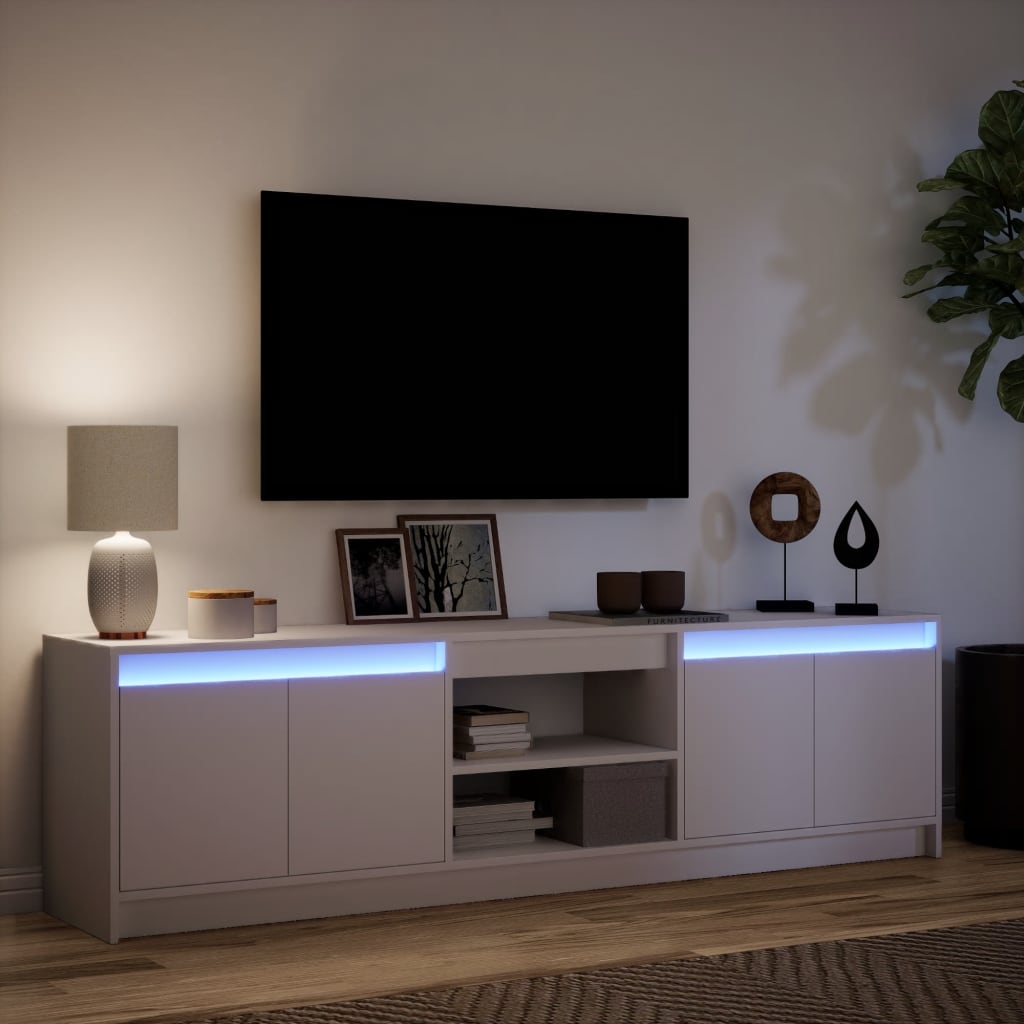 Móvel de TV com luzes LED derivados de madeira branco