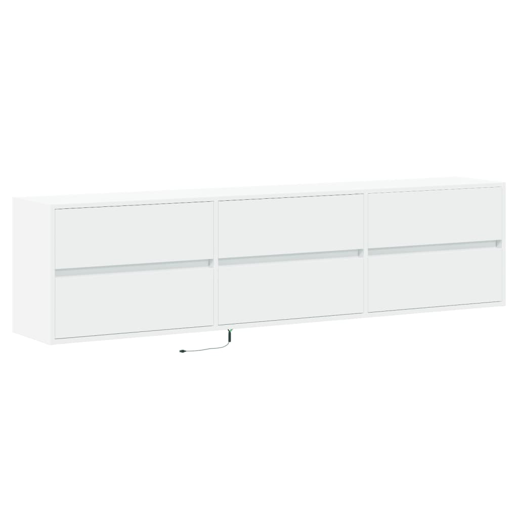 Móvel de parede para TV com luzes LED 180x31x45 cm branco