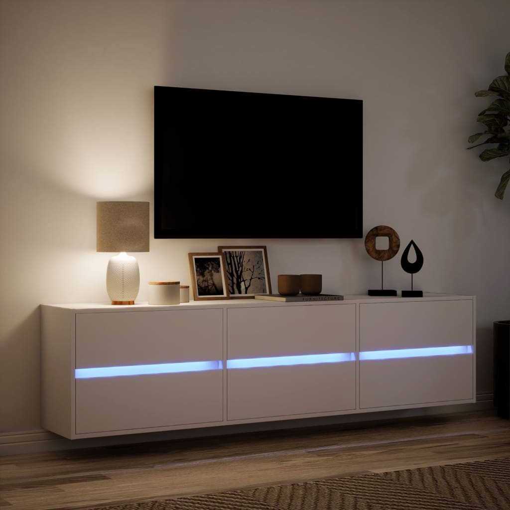 Móvel de parede para TV com luzes LED 180x31x45 cm branco