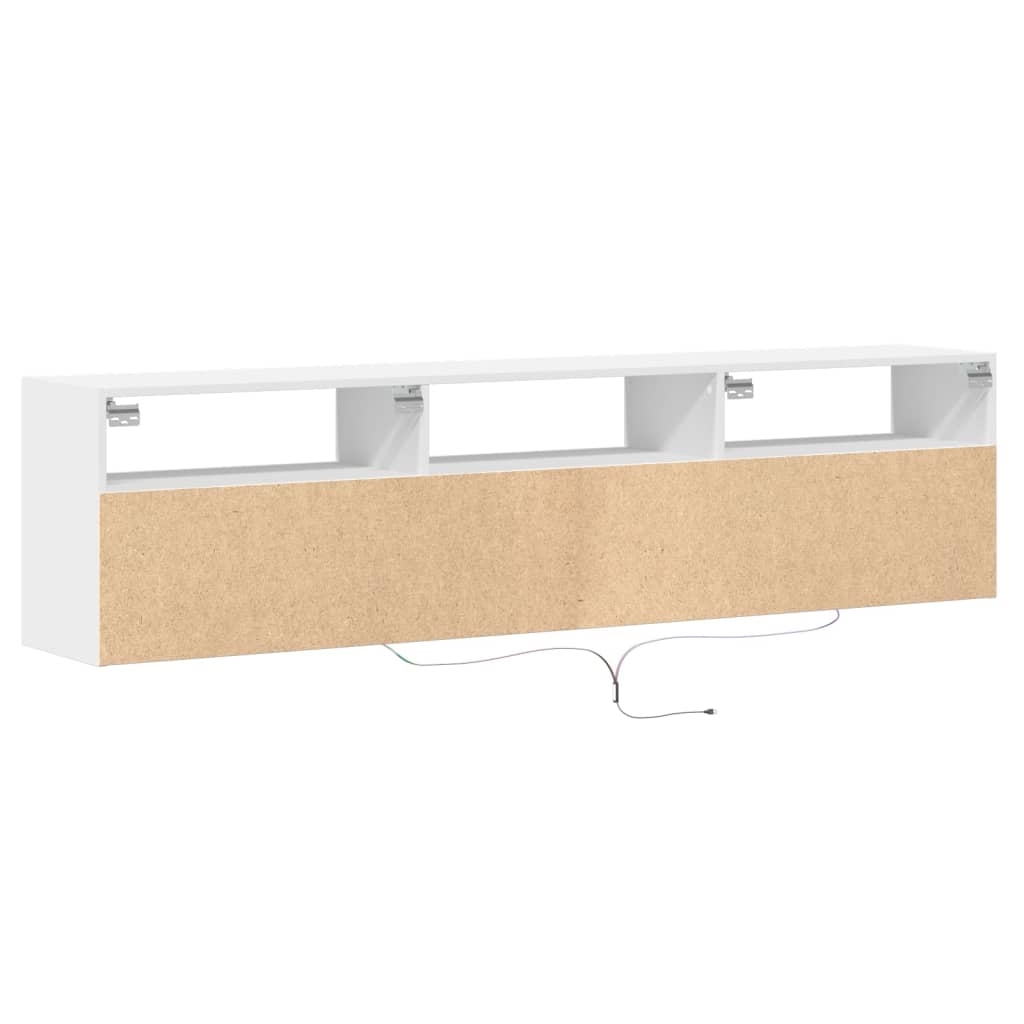 Móvel de parede para TV com luzes LED 180x31x45 cm branco