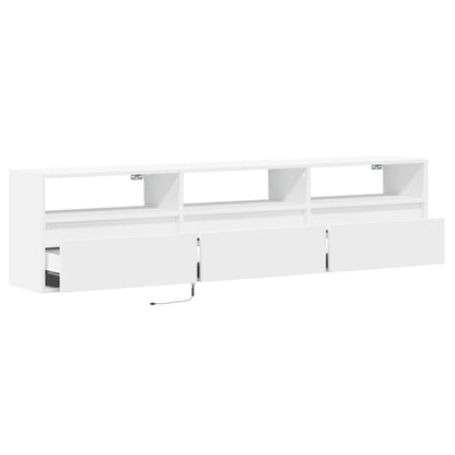 Móvel de parede para TV com luzes LED 180x31x45 cm branco