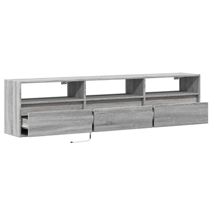 Móvel de parede p/ TV c/ luzes LED 180x31x45 cm cinzento sonoma