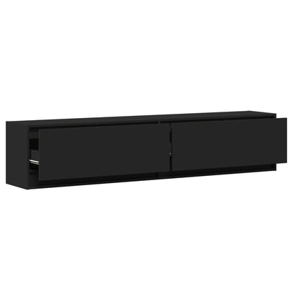 Móvel de parede para TV com luzes LED 180x31x38 cm preto