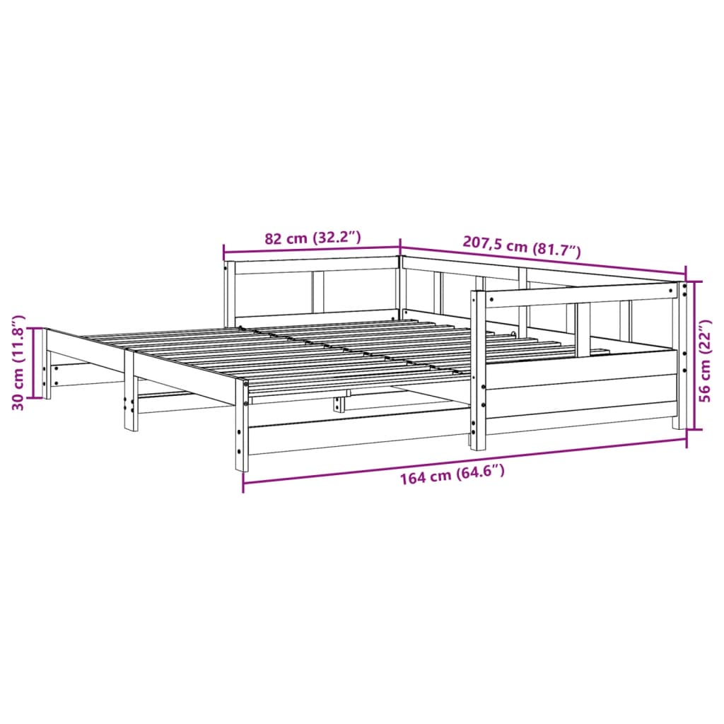 Sofá-cama sem colchão 80x200 cm madeira de pinho castanho cera