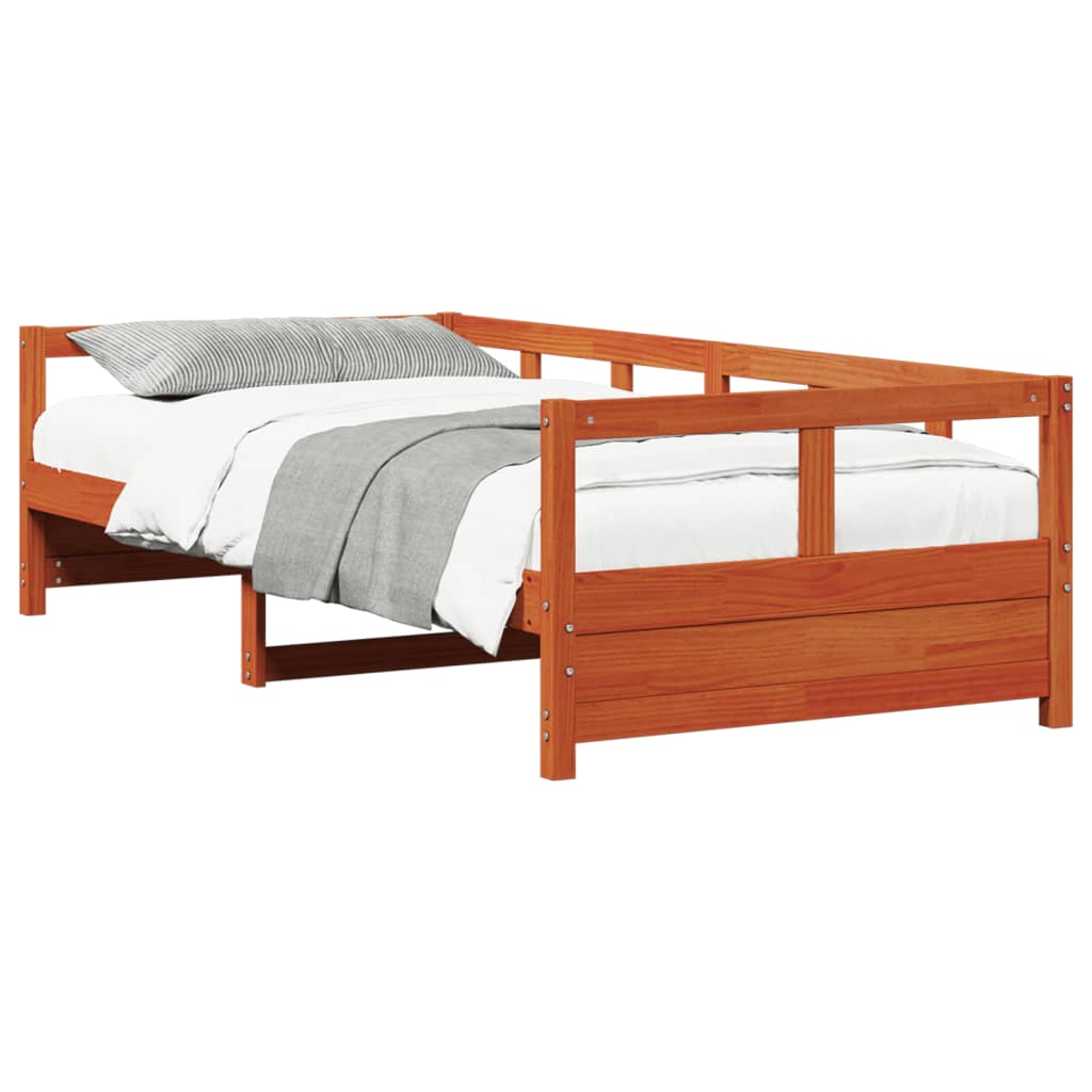 Sofá-cama 80x200 cm madeira de pinho maciça castanho cera