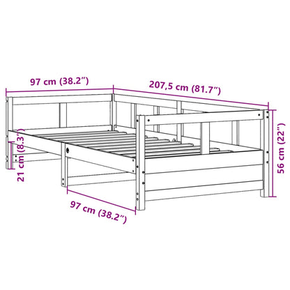 Sofá-cama 90x200 cm madeira de pinho maciça castanho cera