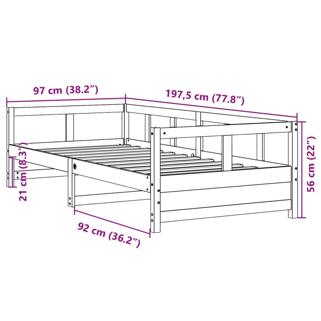 Sofá-cama 90x190 cm madeira de pinho maciça branco