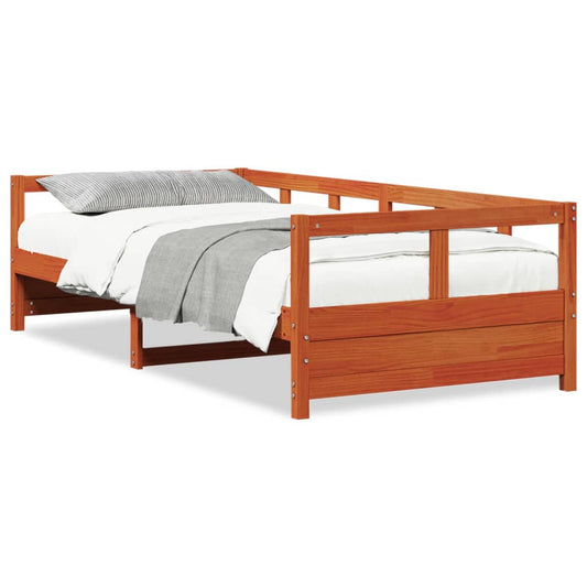 Sofá-cama 90x190 cm madeira de pinho maciça castanho cera