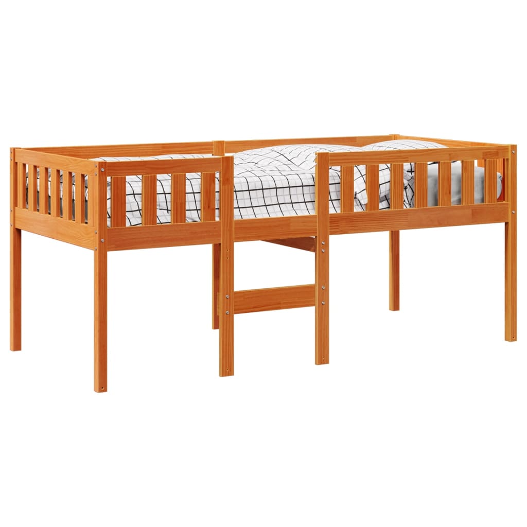 Cama de criança sem colchão 75x190 cm pinho maciço castanho-mel