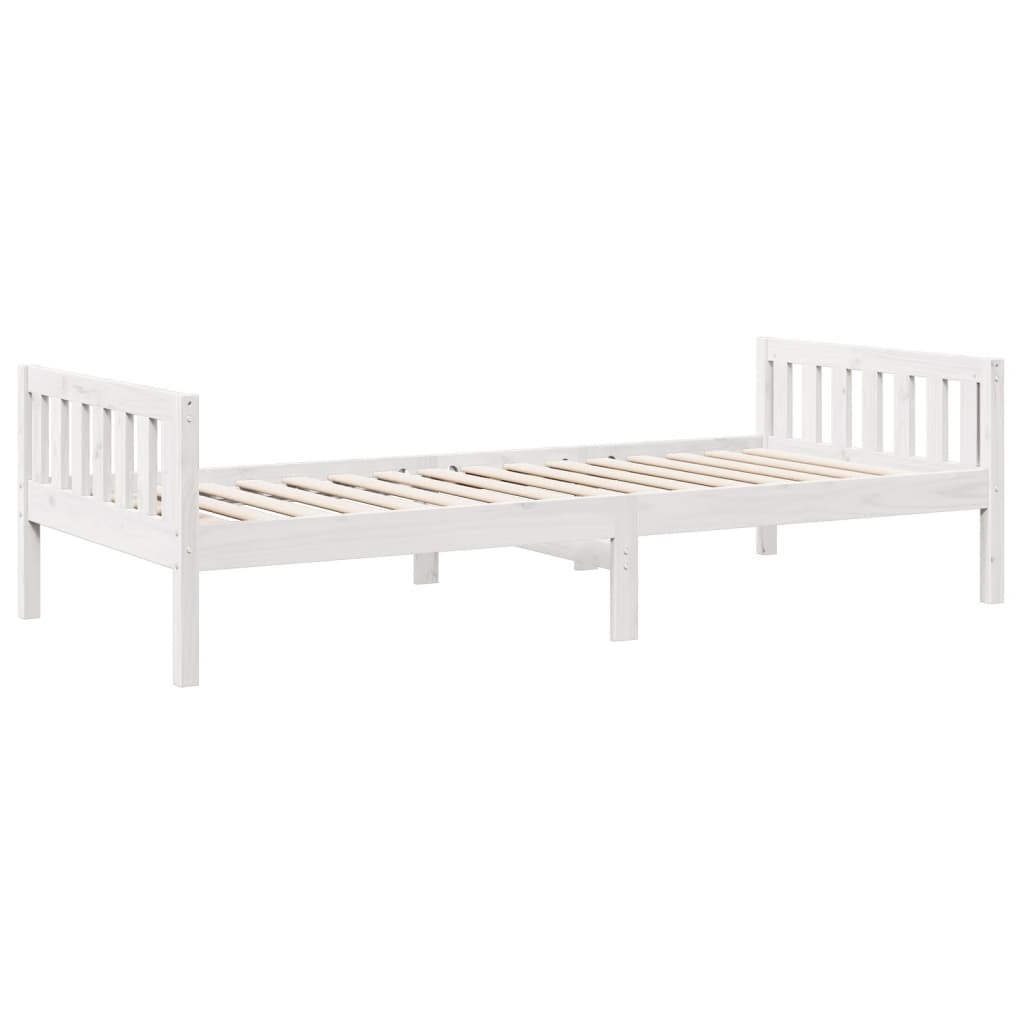 Cama de criança sem colchão 80x200 cm pinho maciço branco