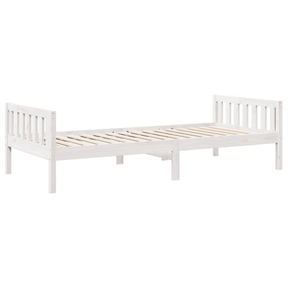 Cama de criança sem colchão 90x200 cm pinho maciço branco