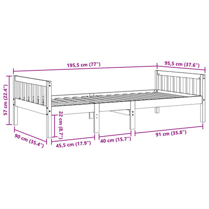 Cama de criança sem colchão 90x190 cm madeira de pinho maciça