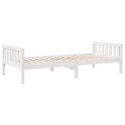 Cama de criança sem colchão 90x190 cm pinho maciço branco