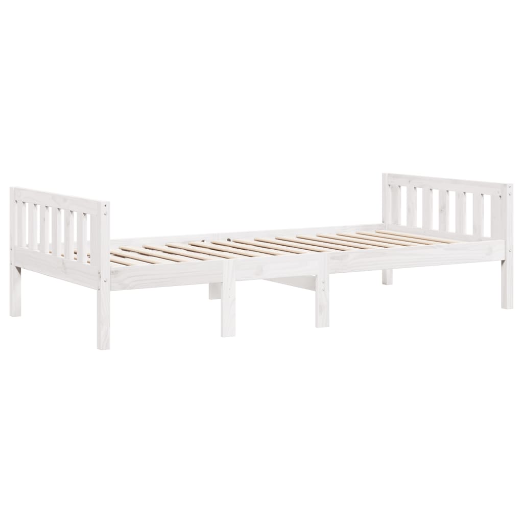 Cama de criança sem colchão 75x190 cm pinho maciço branco