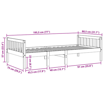 Cama de criança sem colchão 75x190 cm pinho maciço branco