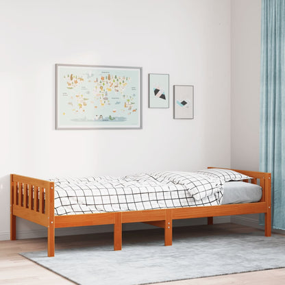 Cama de criança sem colchão 75x190 cm pinho maciço castanho-mel