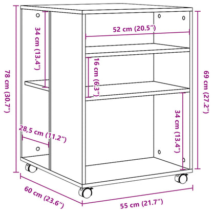 Mesa de apoio c/ rodas 55x60x78 cm derivados de madeira branco