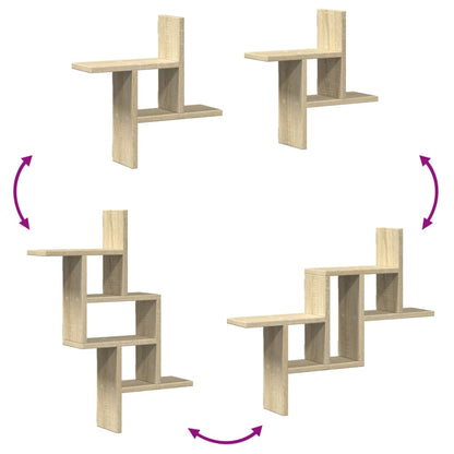 Prateleiras de parede 2 pcs derivados madeira carvalho sonoma