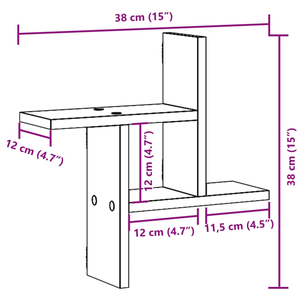 Prateleiras de parede 2 pcs derivados madeira carvalho sonoma