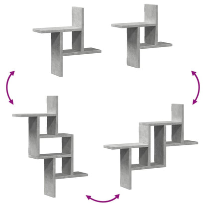 Prateleiras de parede 2 pcs derivados de madeira cinza cimento