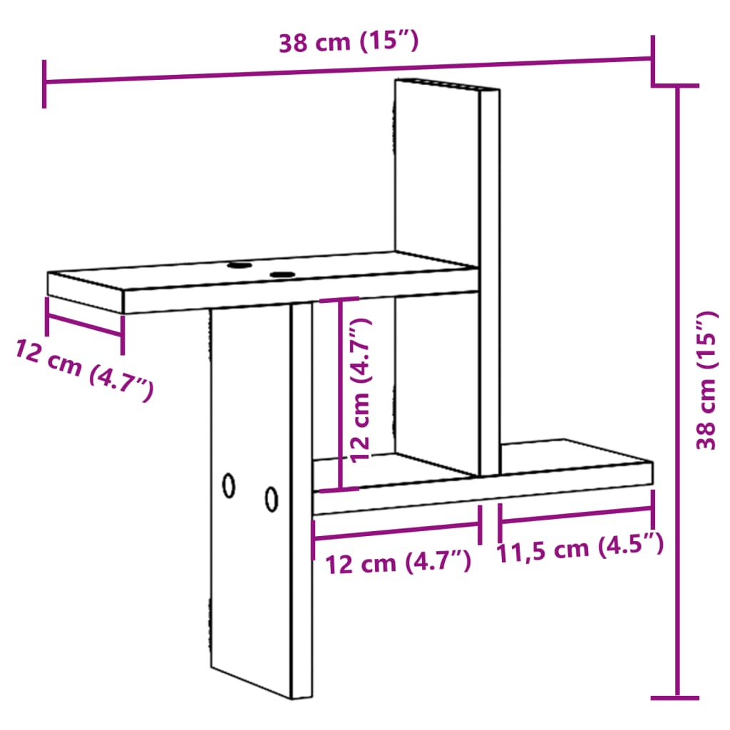 Prateleiras de parede 2 pcs derivados de madeira cinza cimento