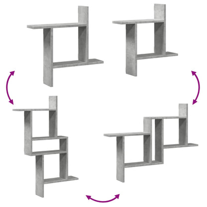 Prateleiras de parede 2 pcs derivados de madeira cinza cimento