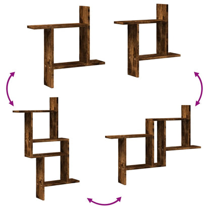 Prateleiras de parede 2 pcs derivados madeira carvalho fumado