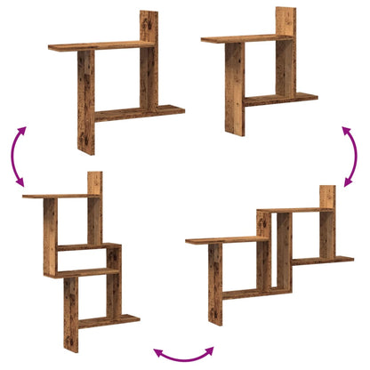 Prateleiras de parede 2 pcs derivados de madeira madeira velha