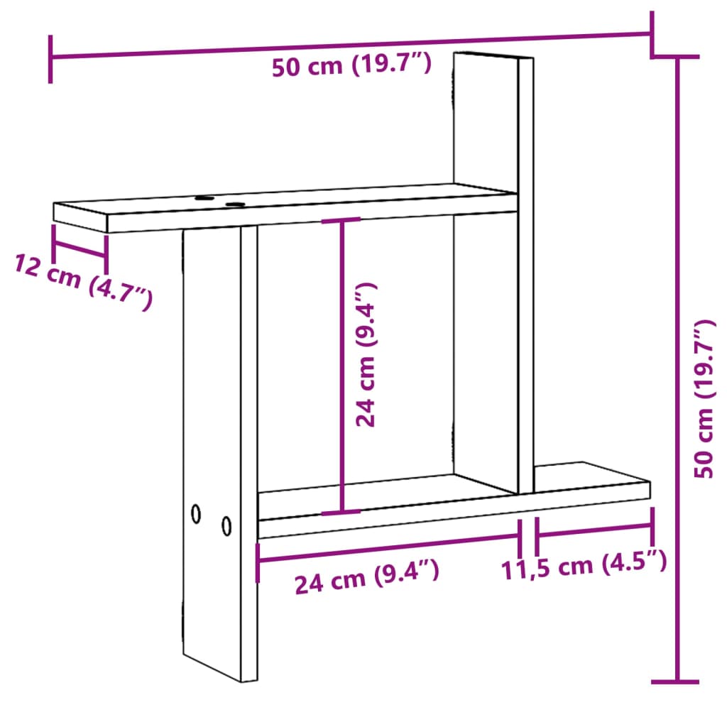 Prateleiras de parede 2 pcs derivados de madeira madeira velha