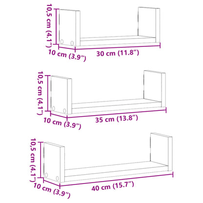 Prateleira de parede 3 pcs derivados de madeira carvalho sonoma