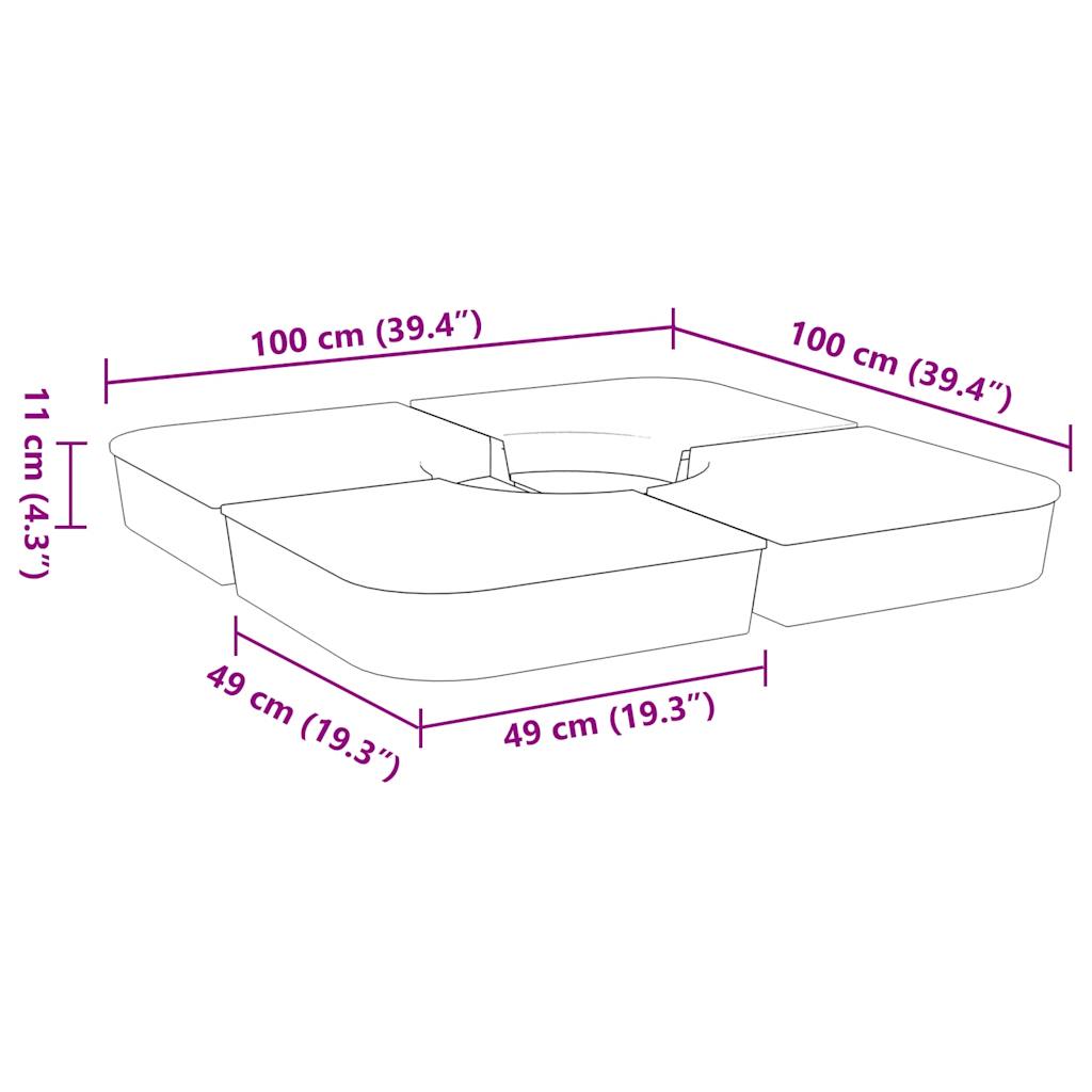 4 pcs conj. base para guarda-sol de suporte cruzado 100 kg PP