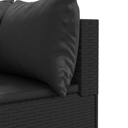 6 pcs conjunto lounge de jardim c/ almofadões vime PE preto