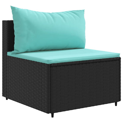 4 pcs conjunto lounge de jardim c/ almofadões vime PE preto