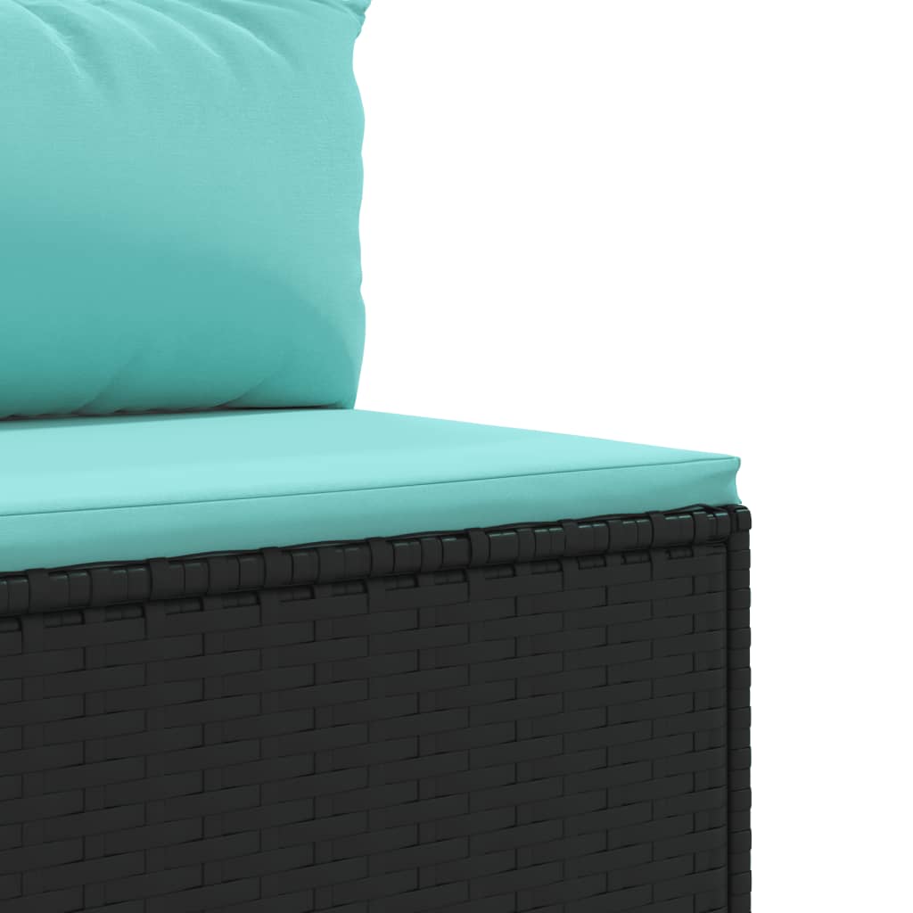 4 pcs conjunto lounge de jardim c/ almofadões vime PE preto