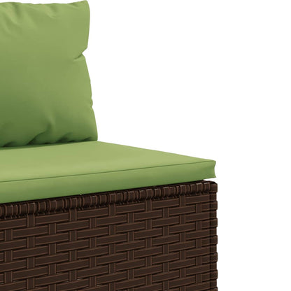 4 pcs conjunto lounge jardim c/ almofadões vime PE castanho