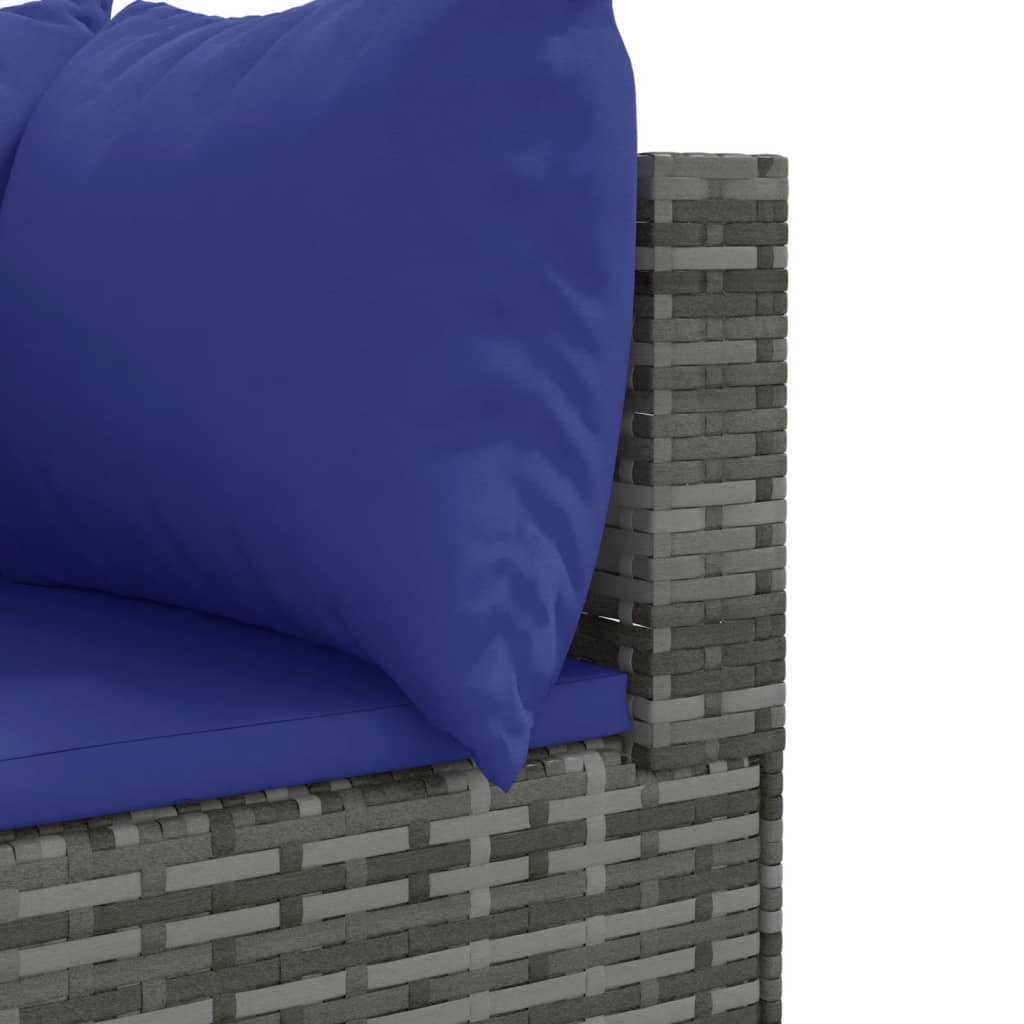 5 pcs conjunto lounge de jardim c/ almofadões vime PE cinzento