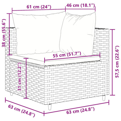 8 pcs conjunto lounge de jardim c/ almofadões vime PE castanho